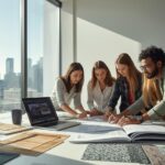 Interior Design Courses in Canada for International Students -collaborative studio with plans and materials